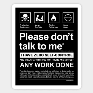 SOFTWARE DEVELOPER - PLEASE DON'T TALK TO ME Magnet